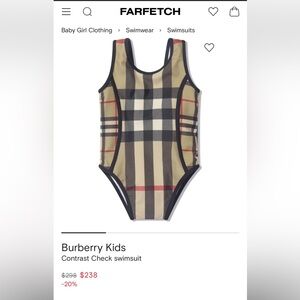 Burberry Kids Contrast Check Swimsuit